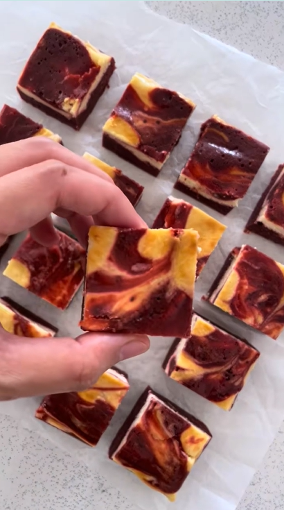 Red velvet cheesecake brownies with rich flavor