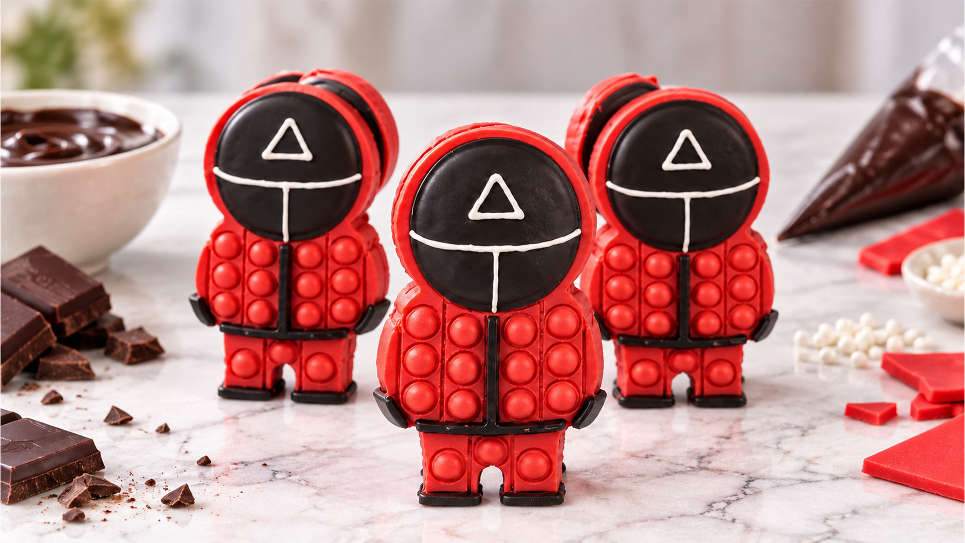 Squid Game chocolate pop it dessert figure