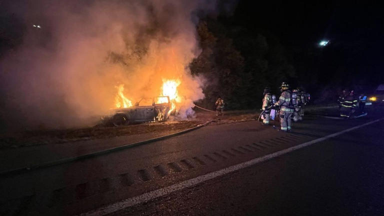 Car fire bursts into flames on I-24, no injuries reported