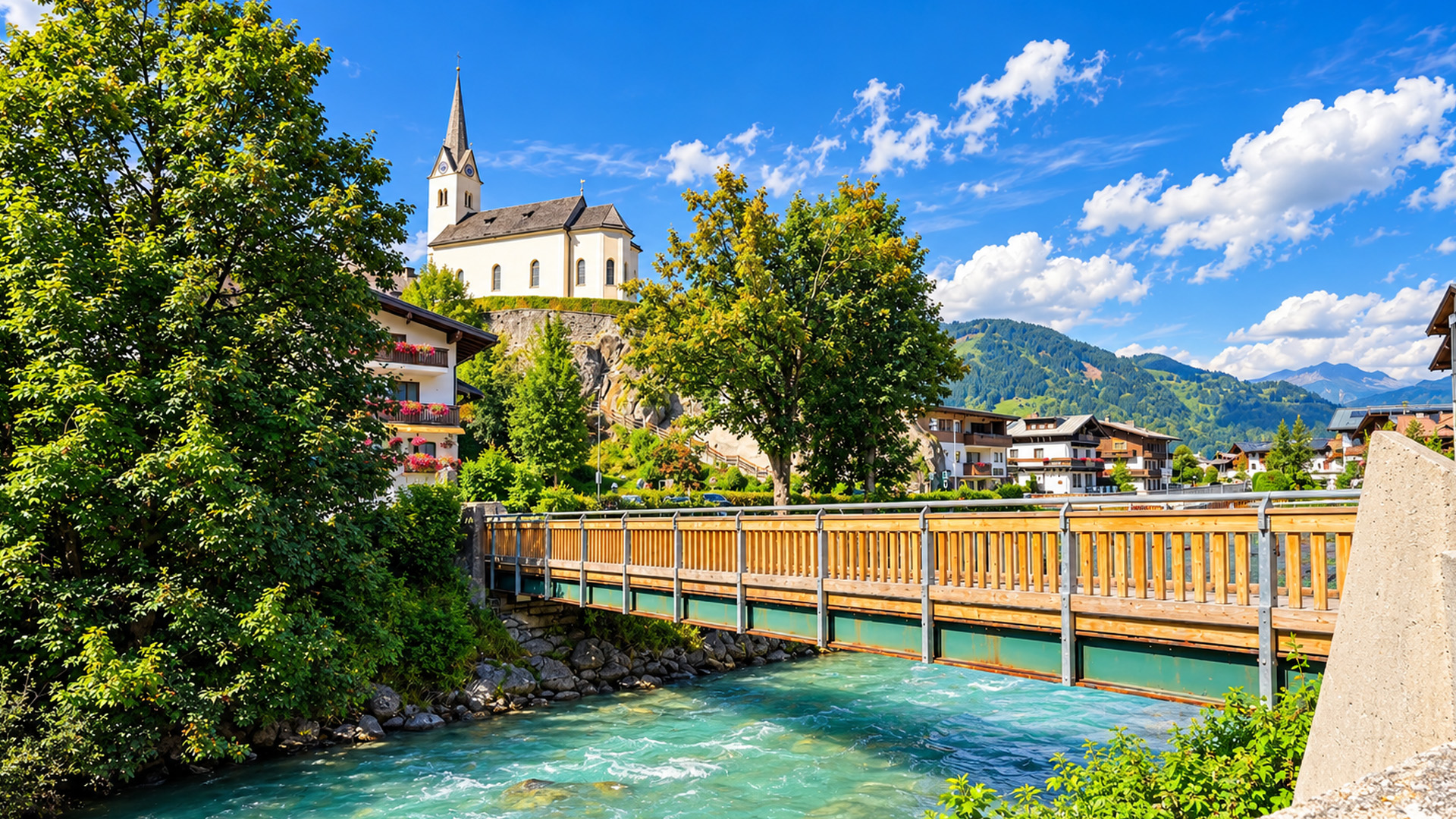 Kaprun Austria scenic village with a 12th century castle (4K)