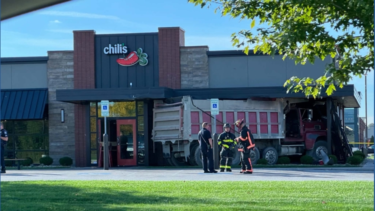 Dump truck crashes into Chili's Grill & Bar in Avon
