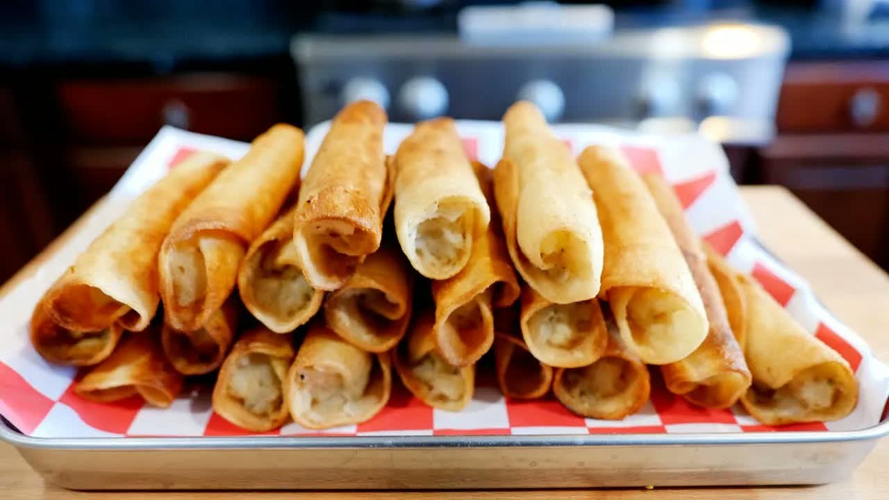 Stephanie makes potato rolled taquitos with chipotle salsa