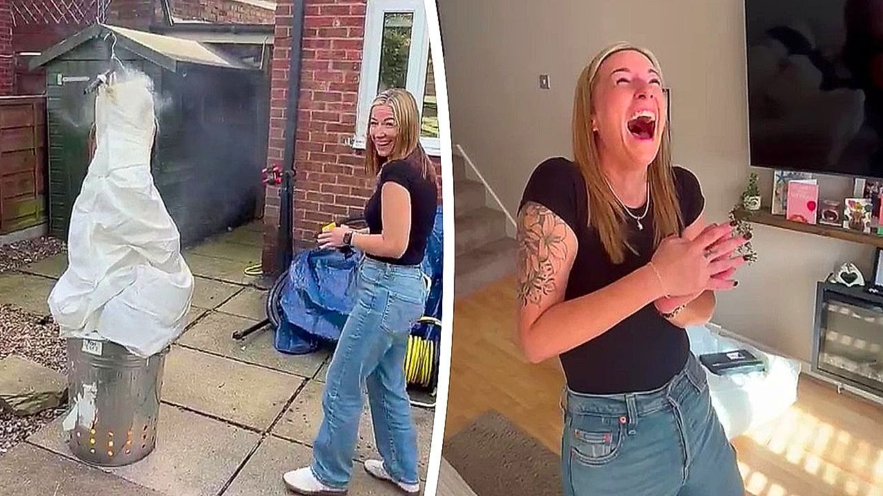 Mum burns £2,000 wedding dress at her divorce party