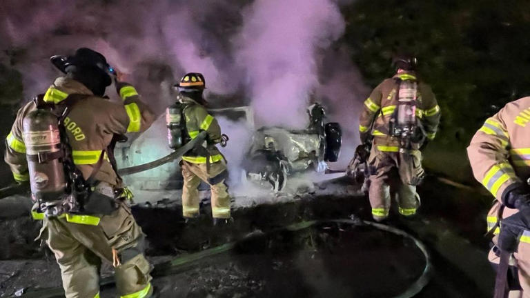 Car fire bursts into flames on I-24, no injuries reported