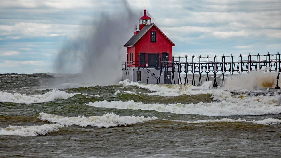 Monstrous waves and a possible waterspout on Lake Michigan on Friday