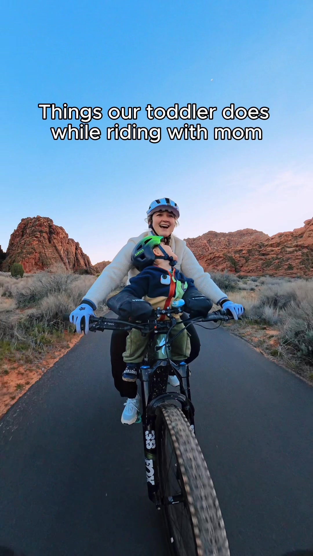 Toddler trail ride through Snow Canyon