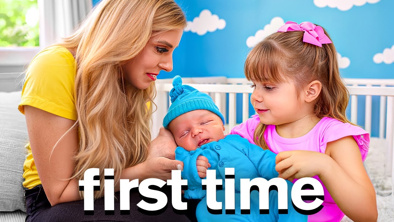 Daughter meets new baby brother for first time