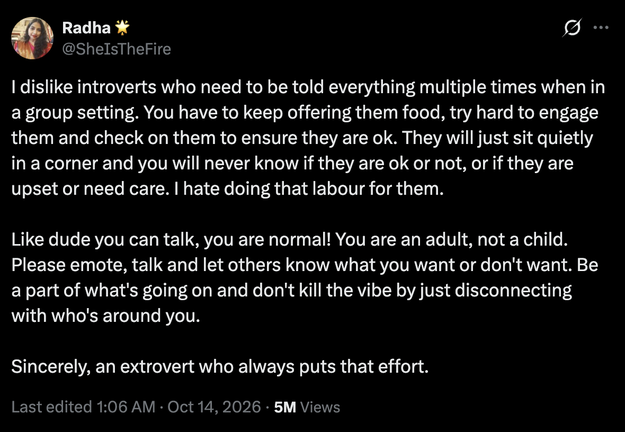 A post about introverts in groups sparked a massive debate online