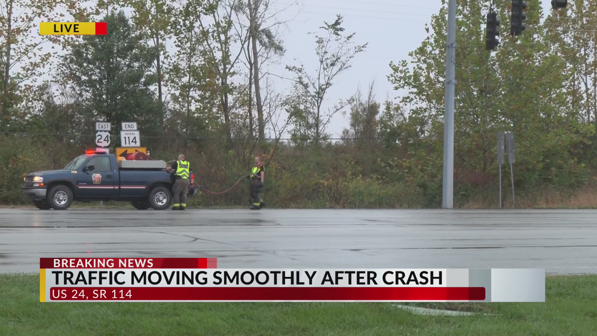 Traffic moving slowly after Whitley Co. car crash, fire