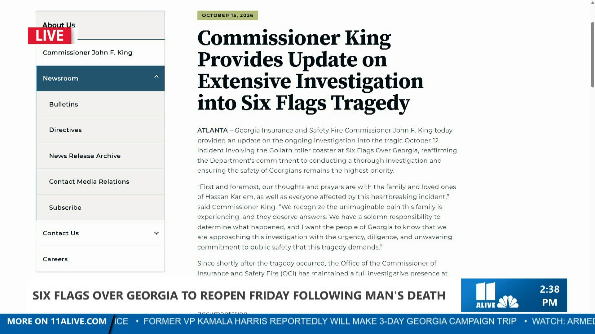 Goliath investigation update from state insurance commissioner