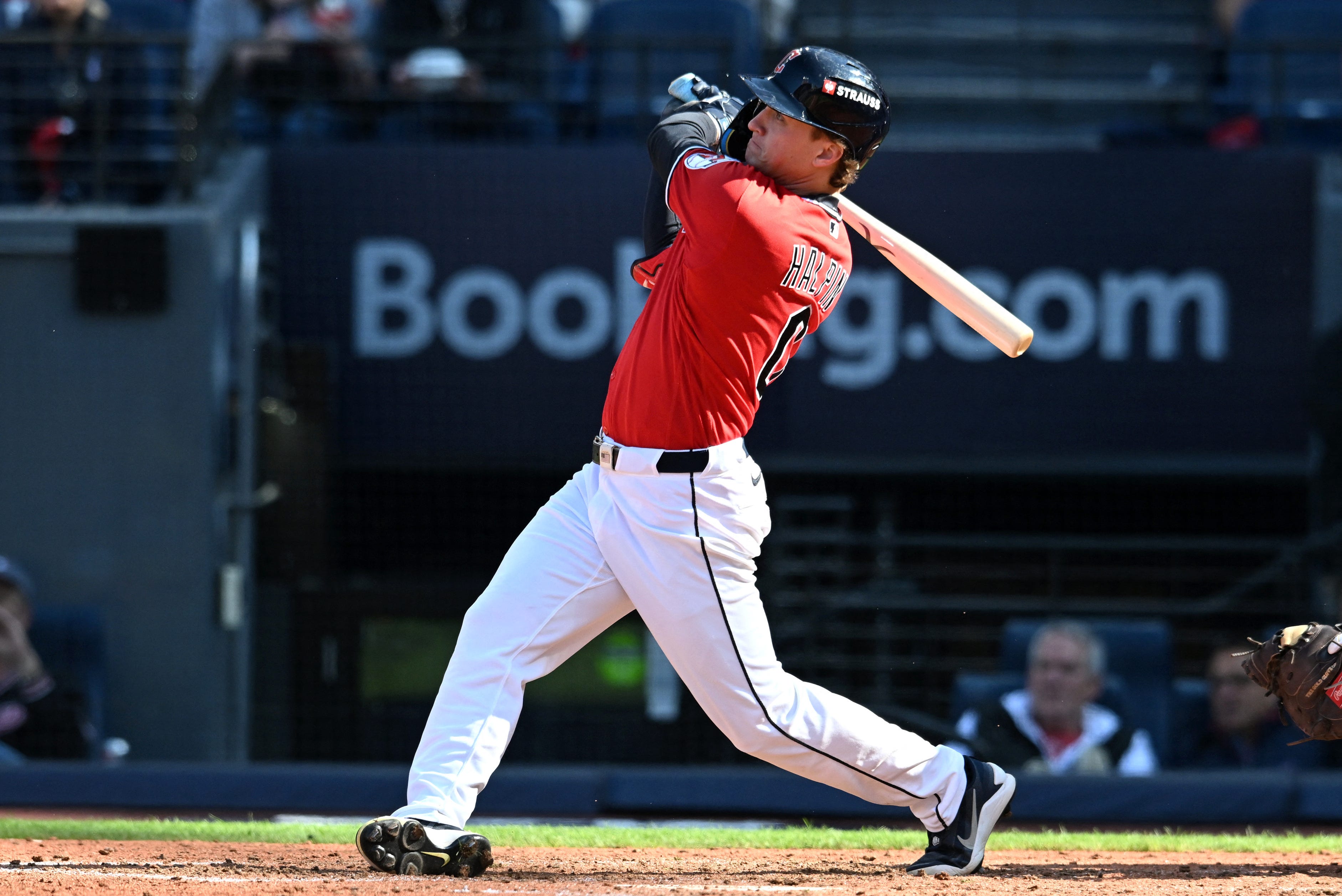Hang this Petey Halpin bat flip on clutch Guardians HR in the Louvre