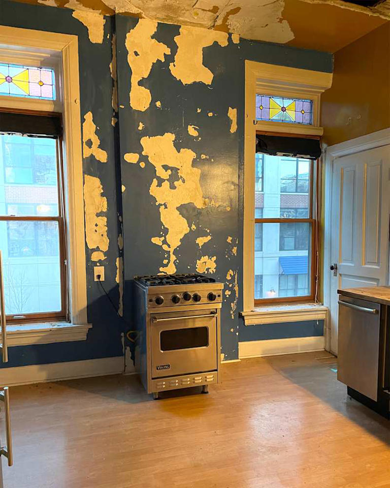 This small kitchen's makeover takes open shelving to a whole new level