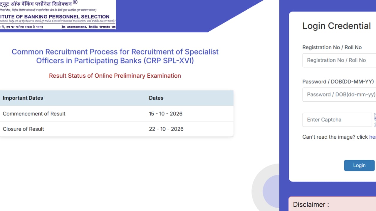IBPS specialist officer prelims result 2026 out: Check steps to ...