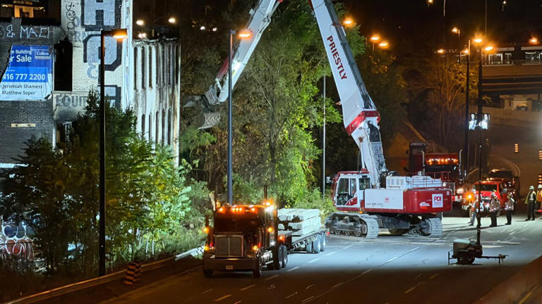 Part of DVP reopened Friday morning after demolition of building ...