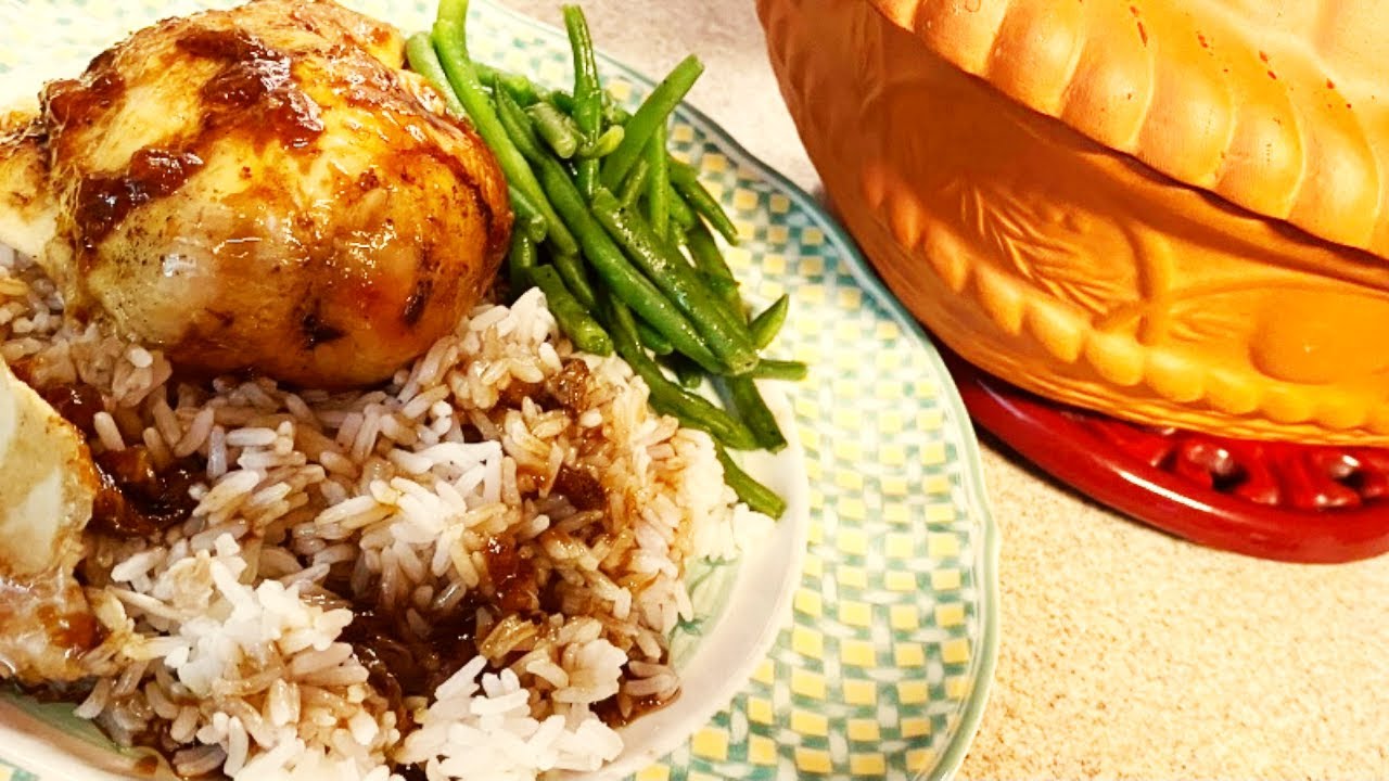 Orange ginger clay pot roasted whole chicken