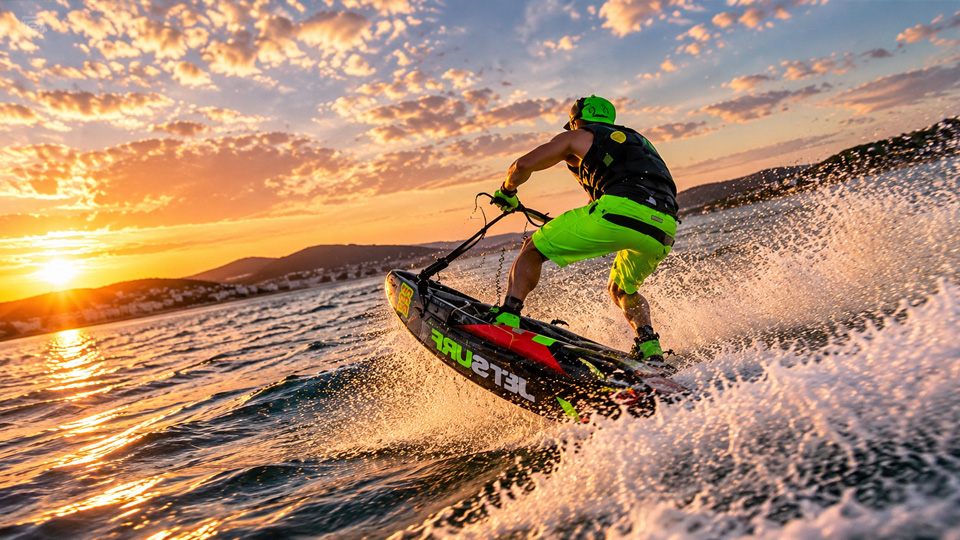 Jet surfboard turns flat water into a surfing playground