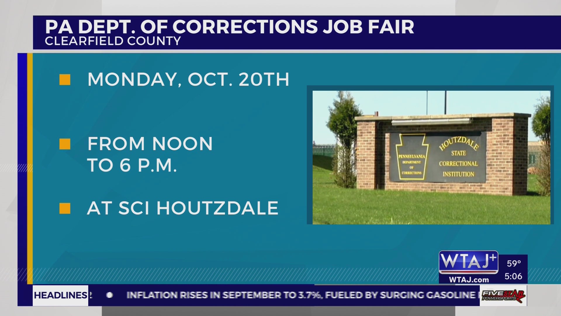PA Department of Corrections to hold hiring event at SCI Houtzdale