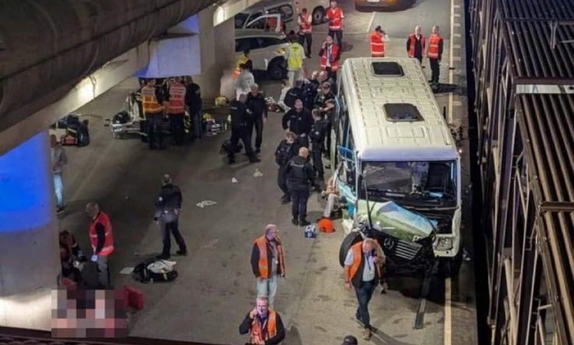 Nineteen hurt after train and bus crash at the Channel Tunnel entrance
