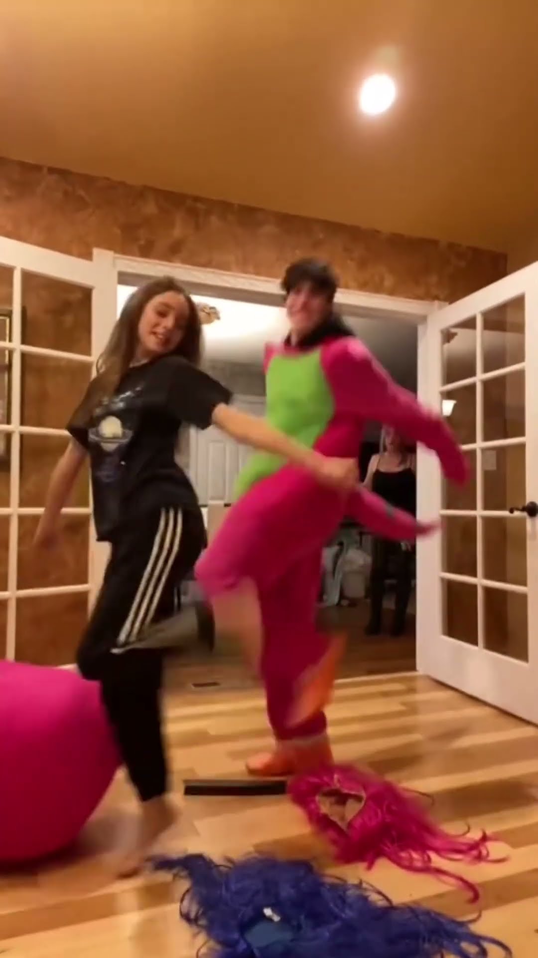 Barney suit fail 😂 chair breaks during dance