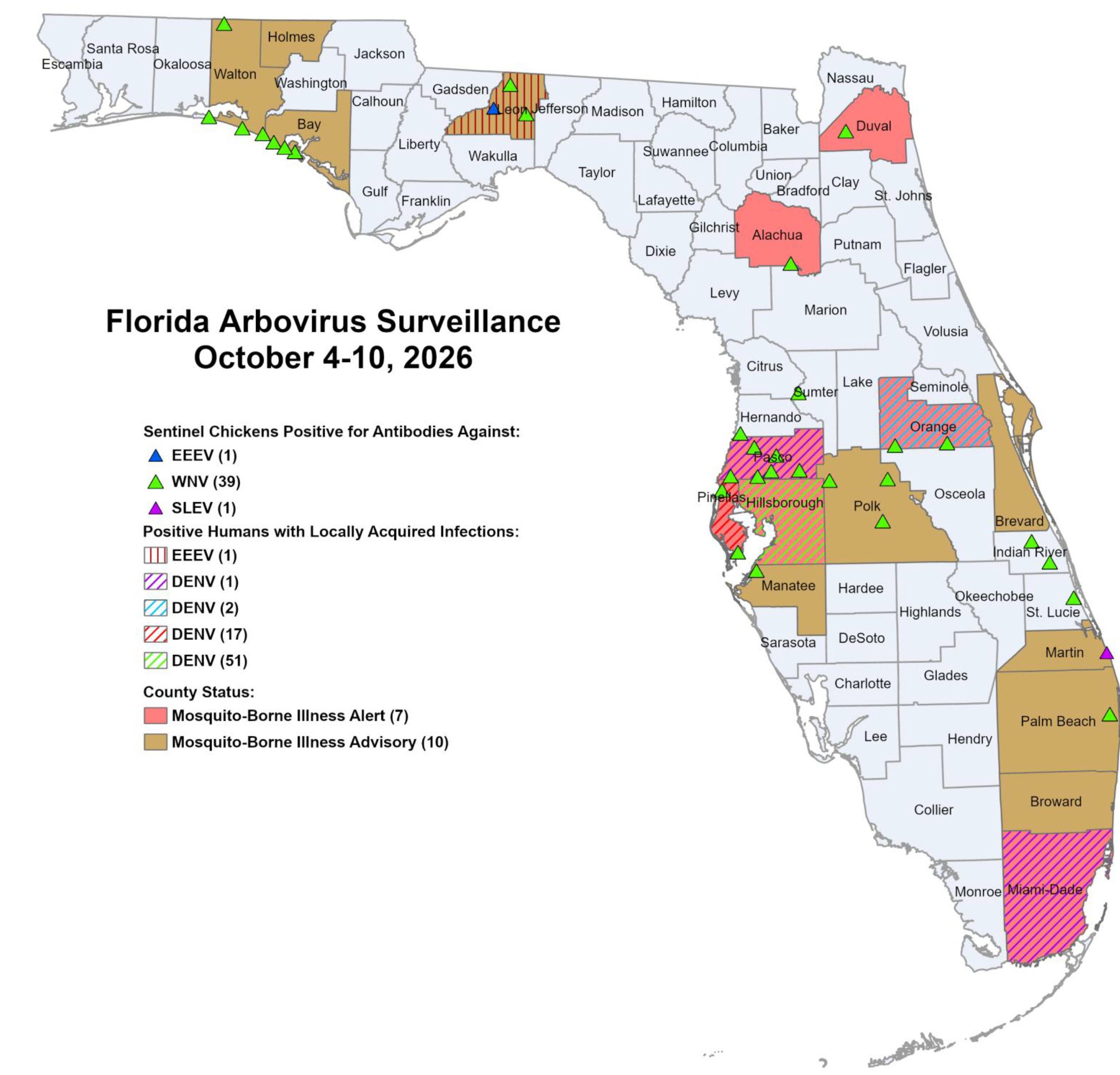 Florida dengue cases surge again, adding 72 in one week