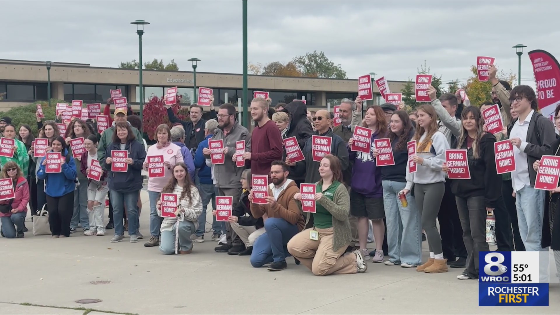 SUNY Brockport students, faculty rally in support of employee detained ...