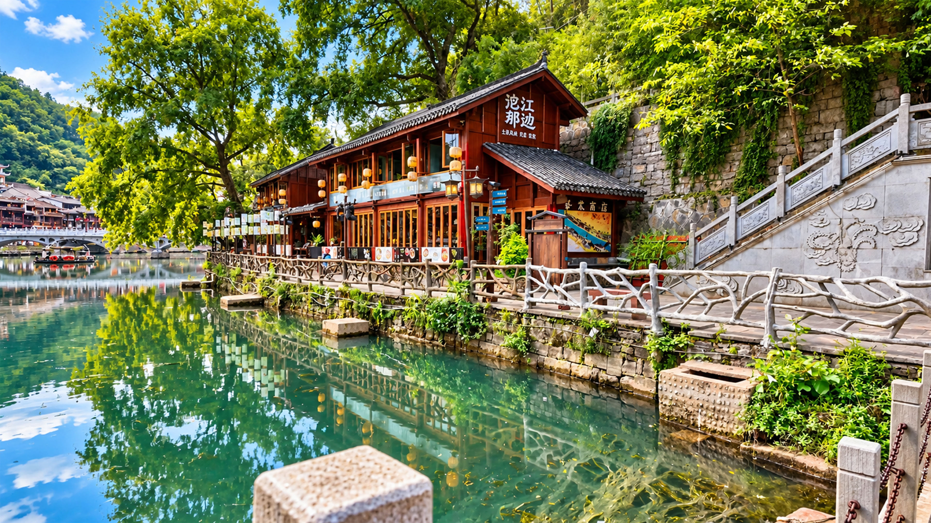 China’s old town hides a wooden house beside water