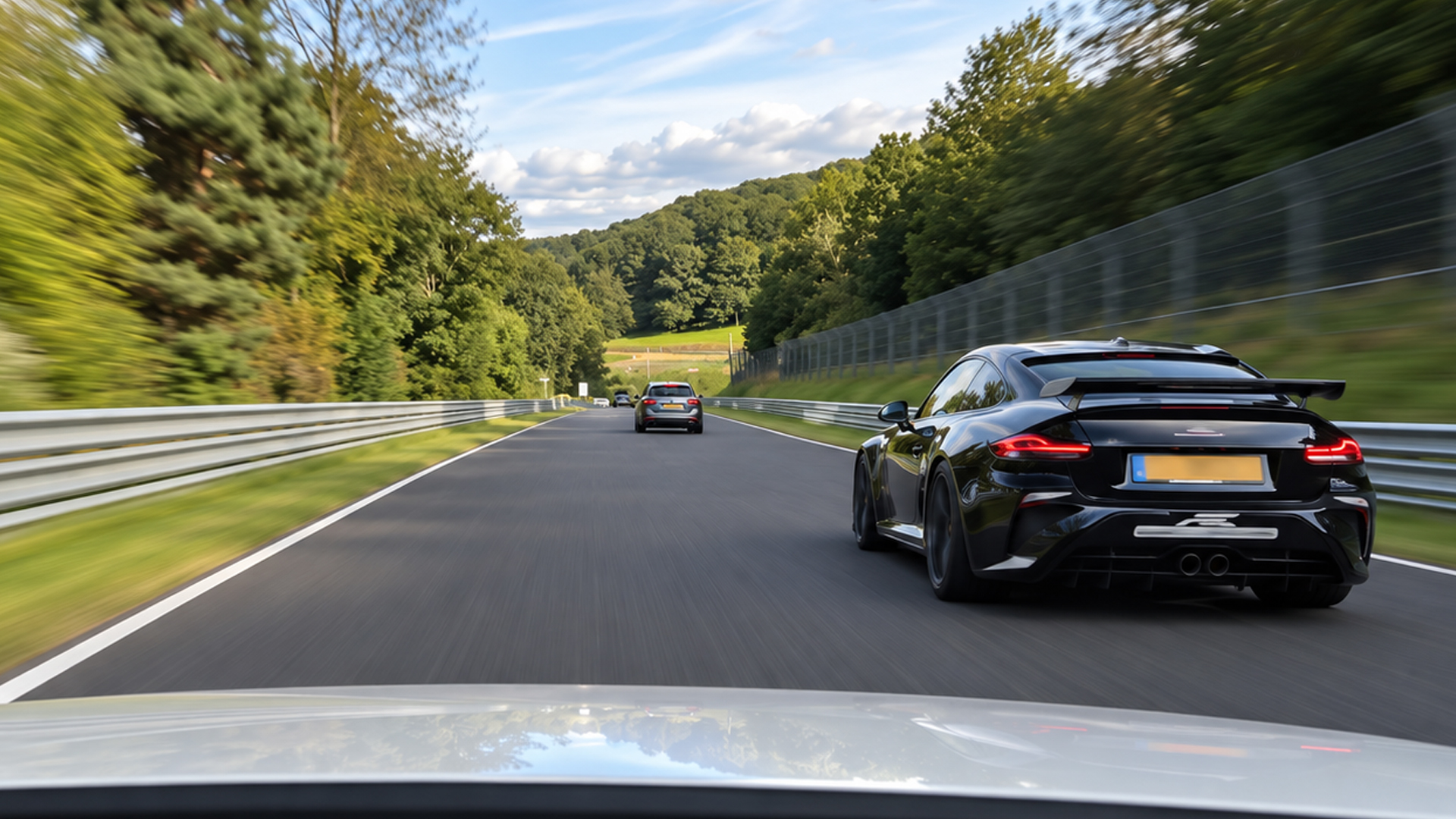 Mercedes-AMG GT caught behind Nürburgring traffic