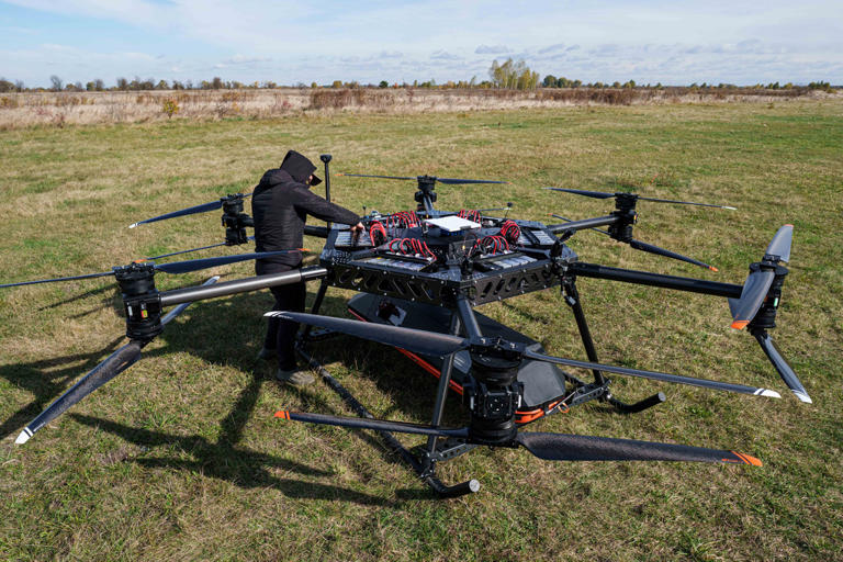 AP gets exclusive look at 'StarGate,' Ukraine's first aerial drone to ...