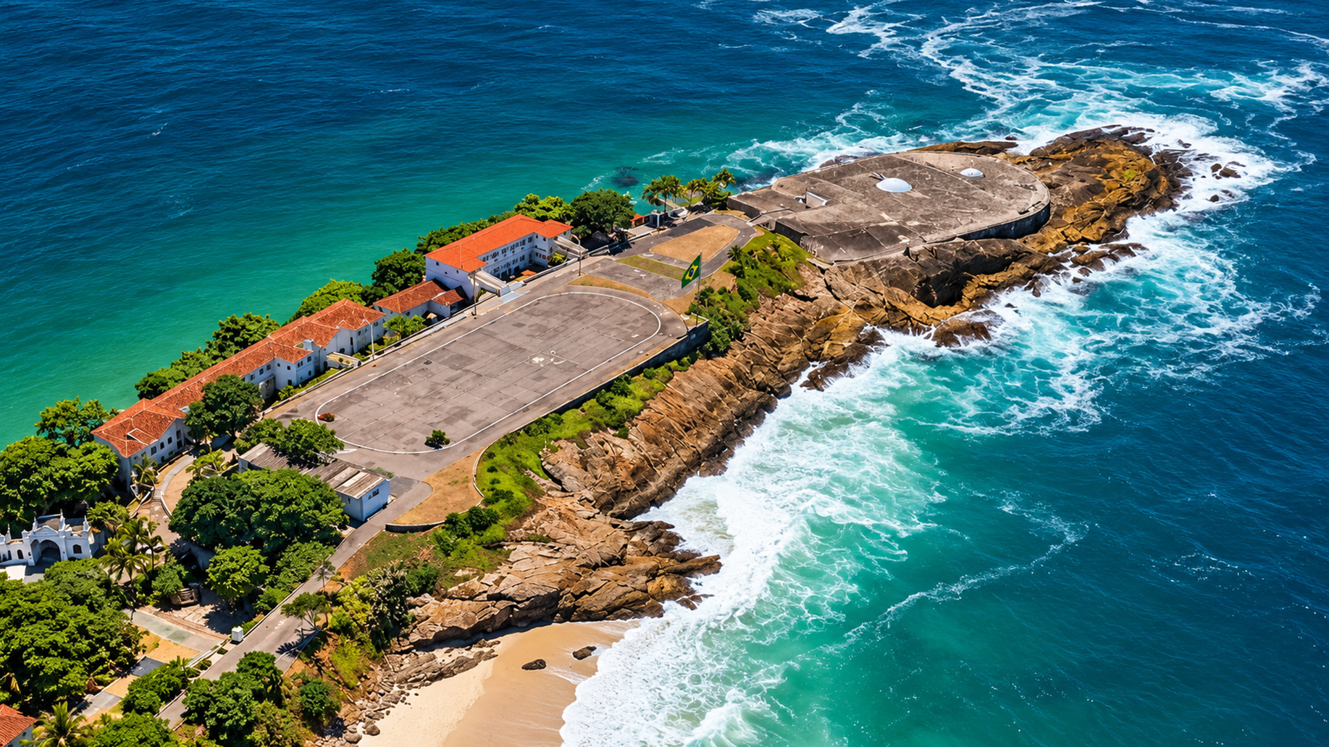 How Copacabana Fort occupies a rocky edge of Rio de Janeiro