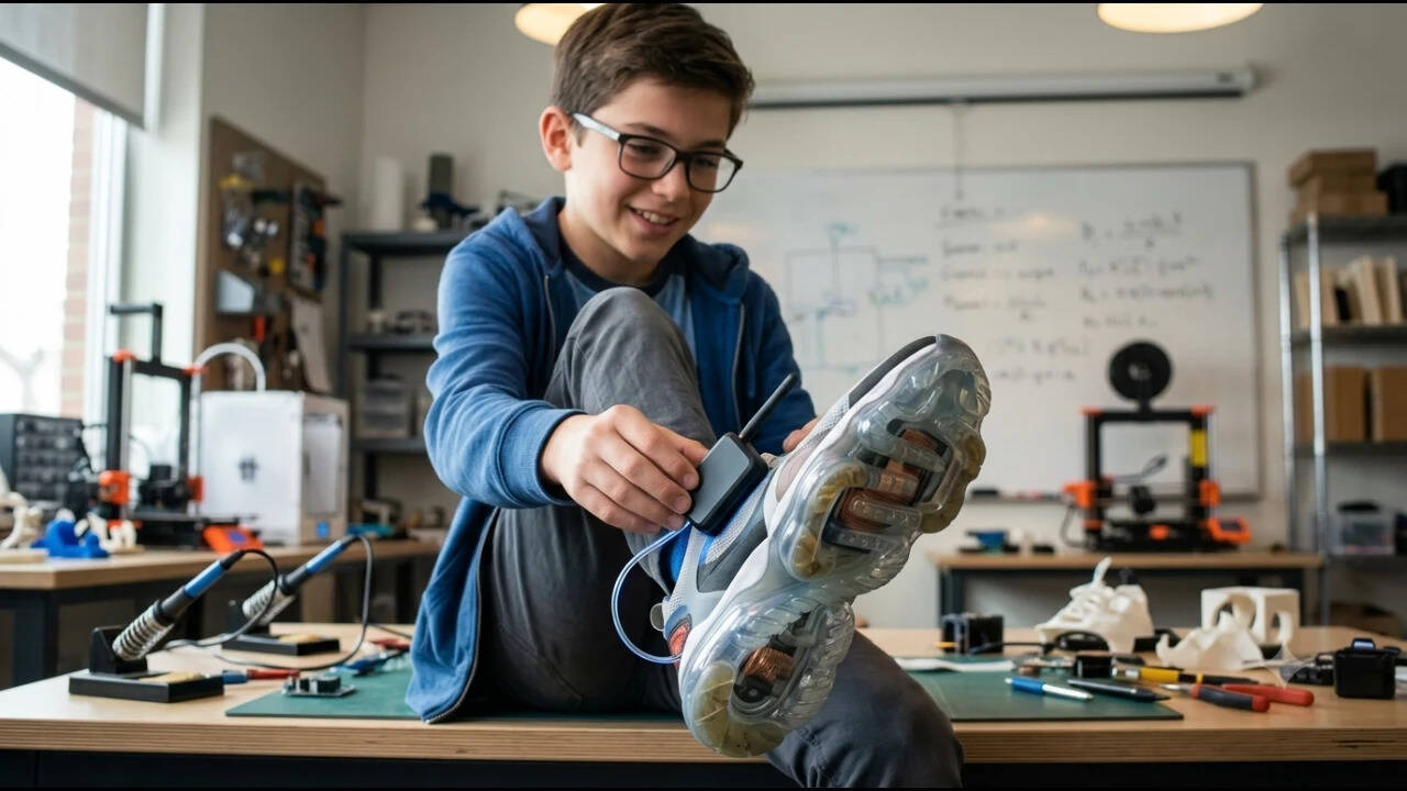13-year-old helps invent a shoe that generates electricity to power GPS ...
