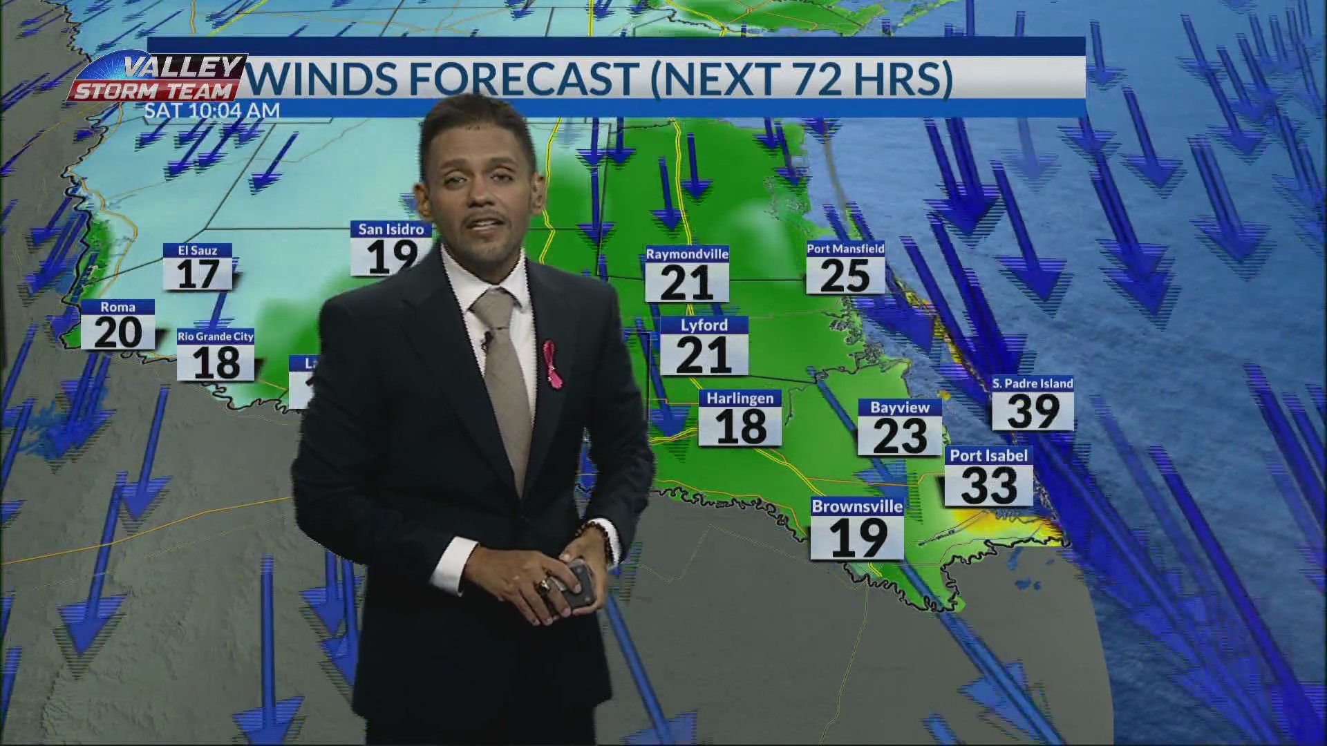 Strong wind gusts reaching 40 mph