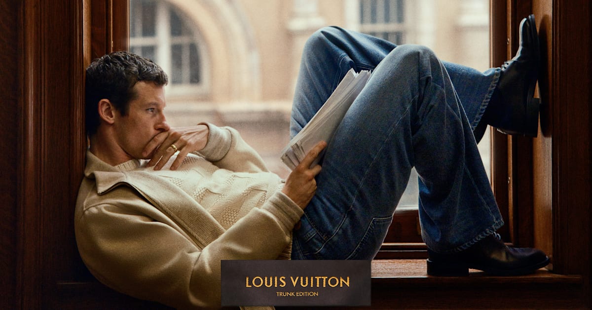 Callum Turner models new Pharrell-designed SS27 Louis Vuitton collection