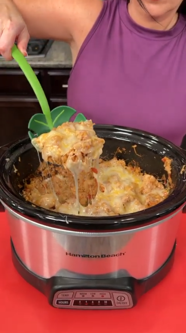 This crockpot chicken taco rice is the easy one pot dinner you need