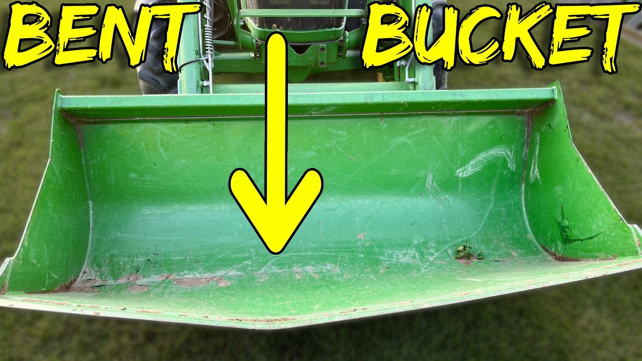 Repairing a bent tractor bucket