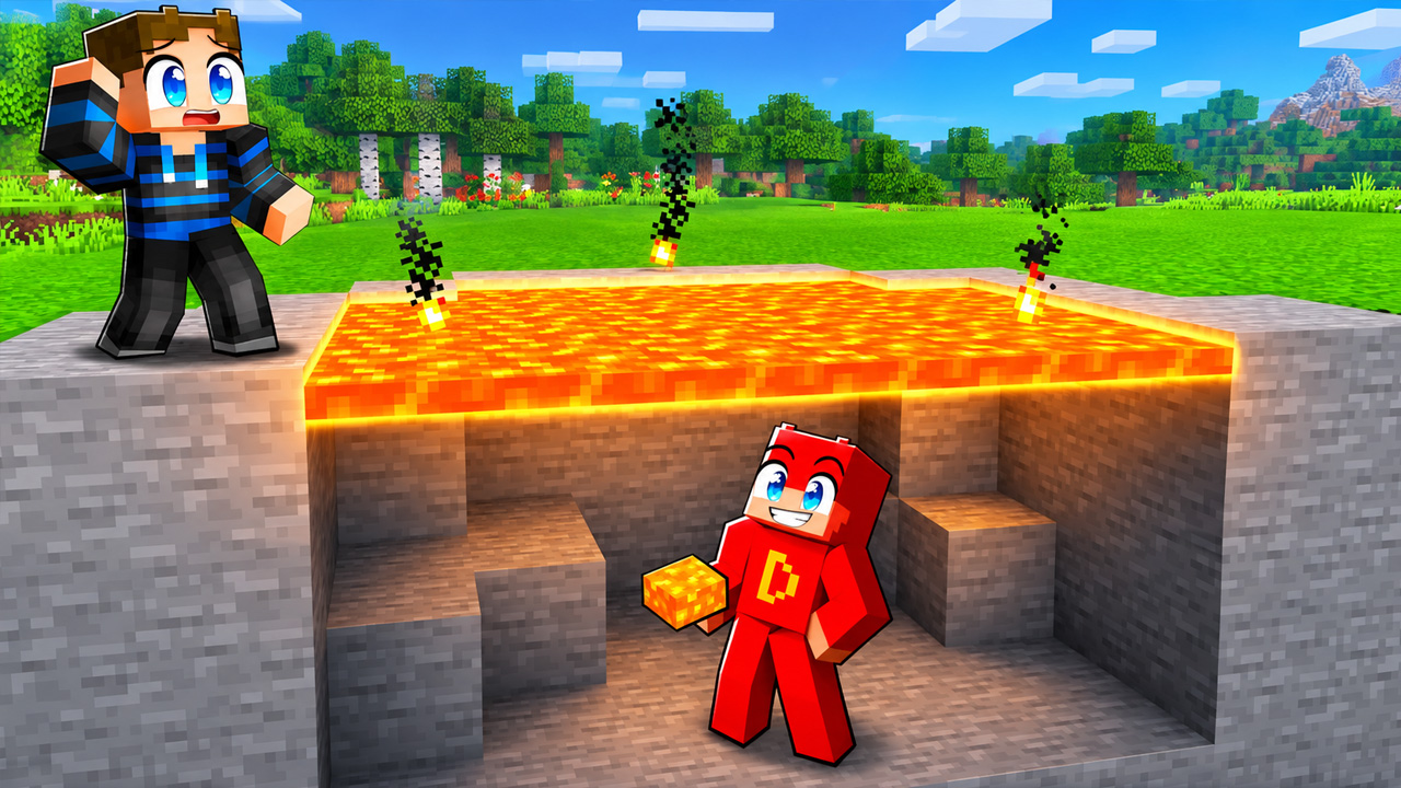 Find skjulte, hemmelige baser bygget med falsk lava i Minecraft