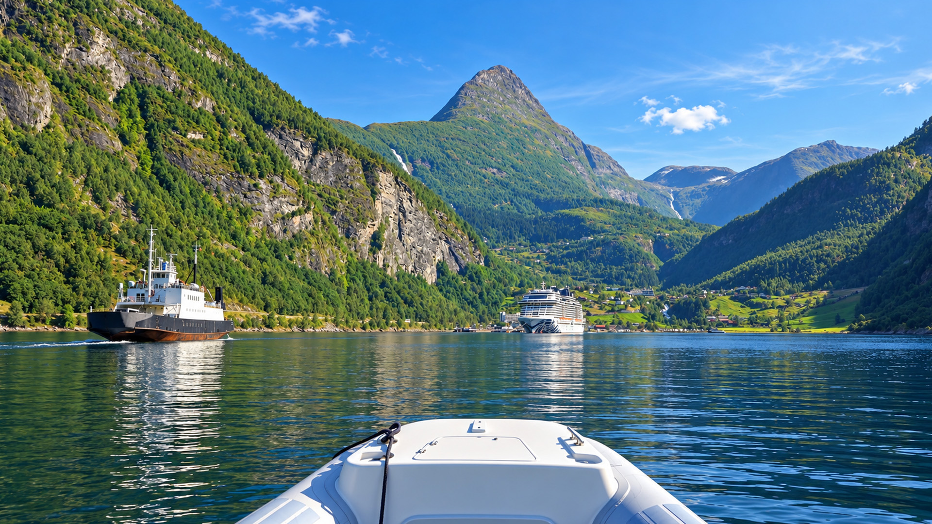 Geirangerfjord high speed RIB boat adventure in Norway (4K)