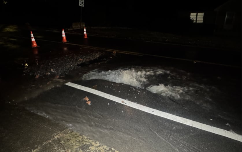 Water main break closes DeKalb County road, cuts water to homes