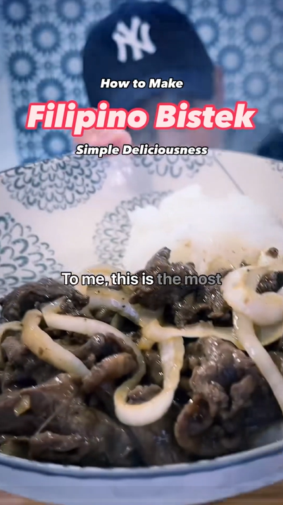 Filipino bistek with a sweet and tangy flavor