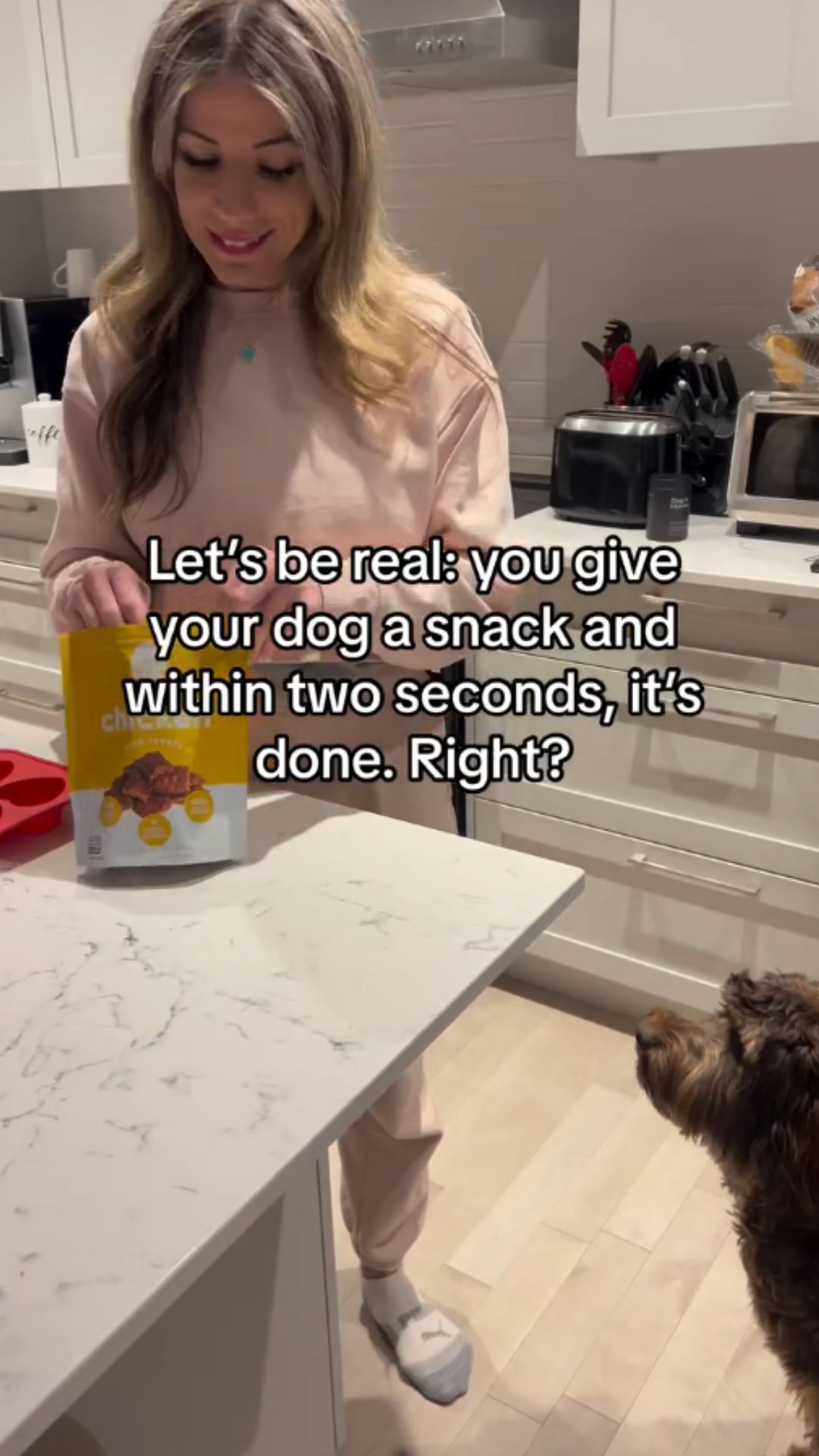 Easy dog enrichment game using a heart shaped silicone tray