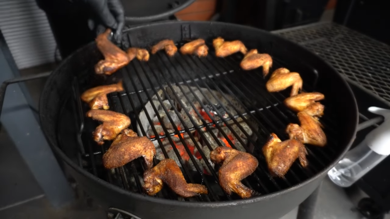 Aaron Palmer smokes chicken wings with buffalo, garlic parm and BBQ ...