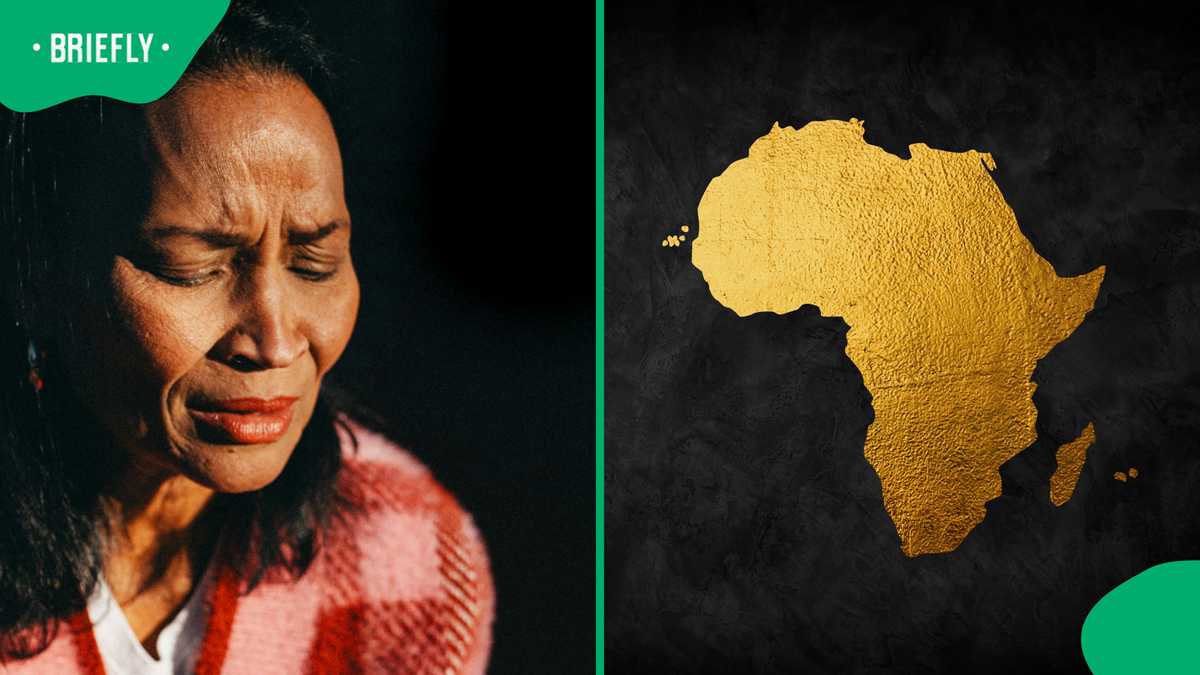 Black American woman in tears outside African Union in Ethiopia