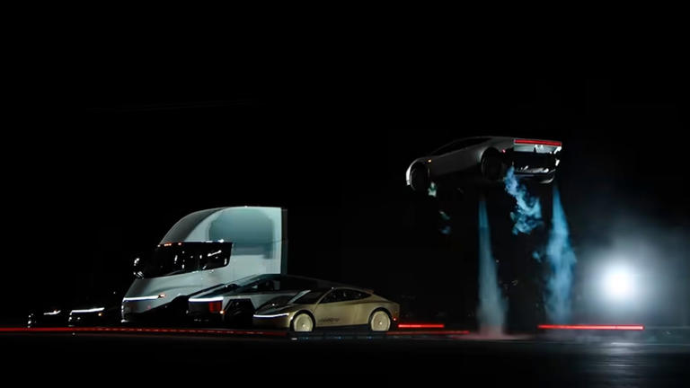 Elon Musk unveils Tesla's flying car