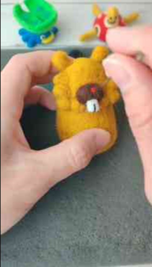 Bidoof Pokémon ASMR wool art handmade process