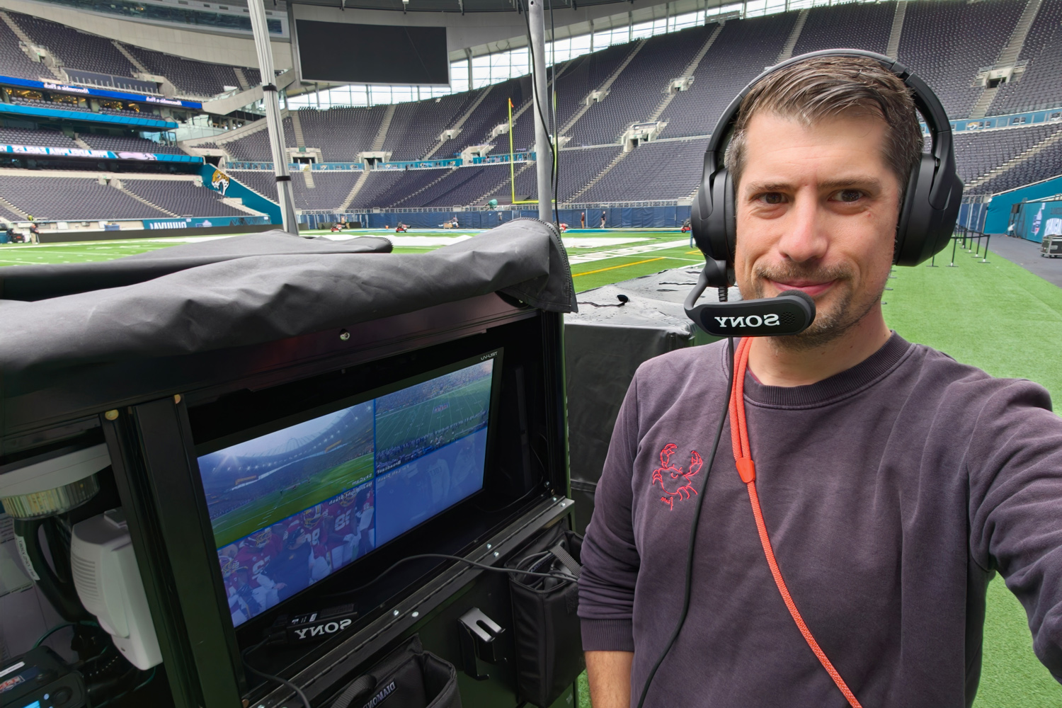I went behind the scenes at an NFL game to see how Sony’s headphones ...