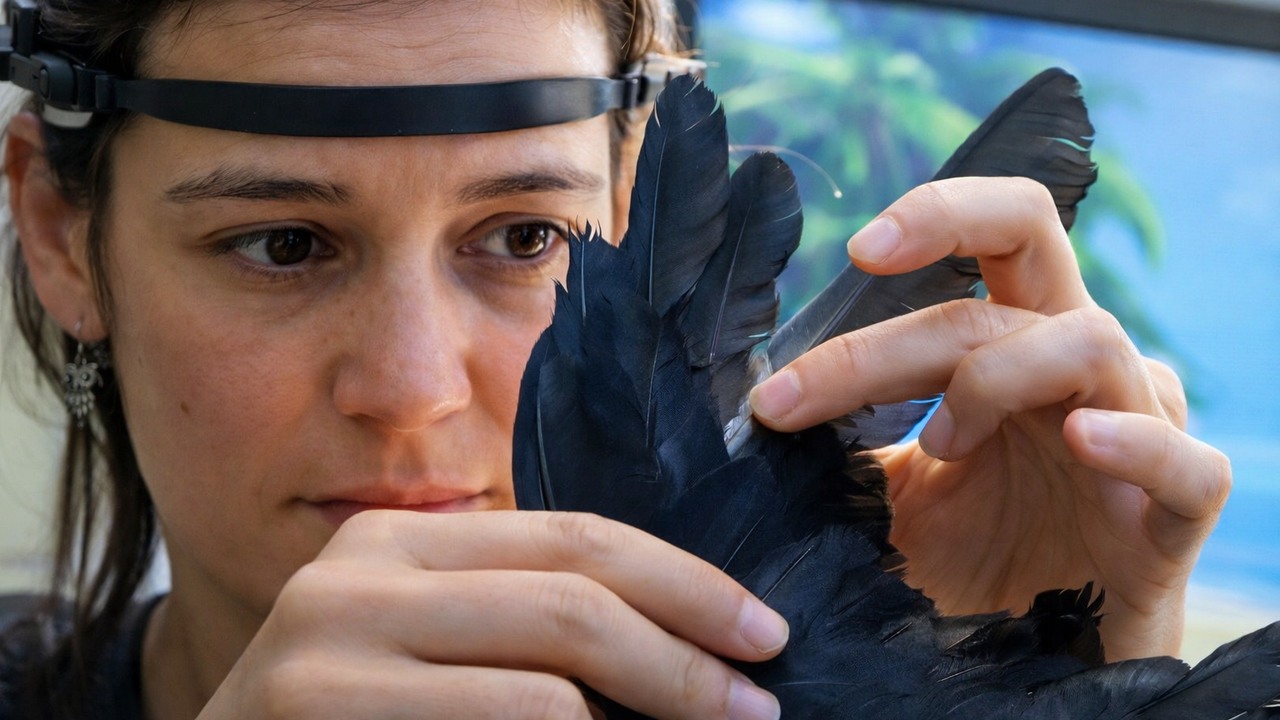 Rescuers repair a crow's clipped wing with donor feathers