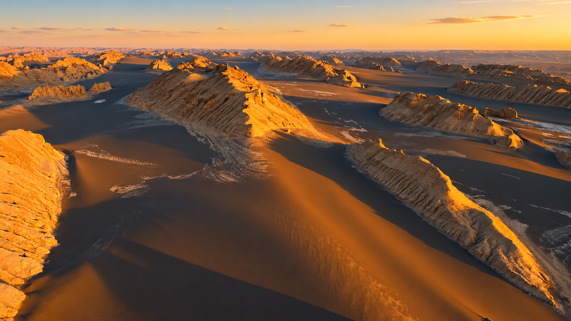 Iran's desert landscape covered with unusual rock formations