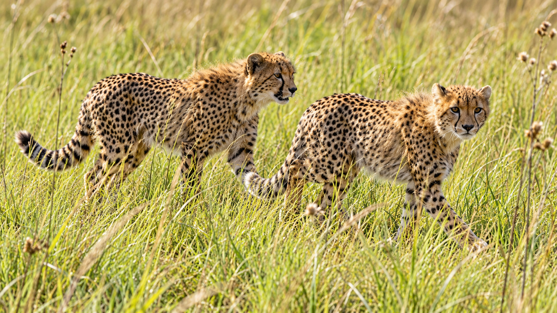 Cheetah cubs show their first instincts