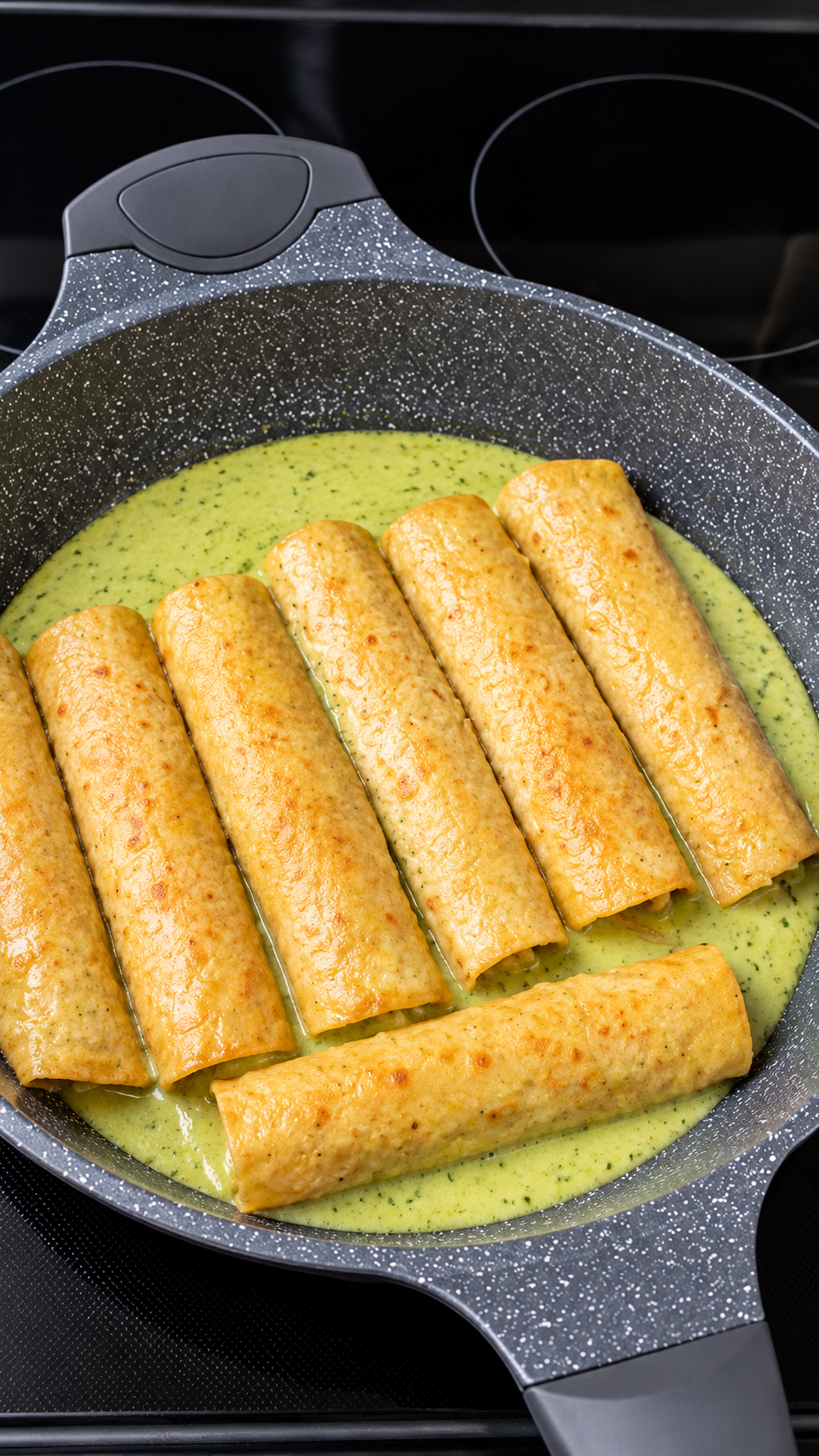 Korean tries cheesy enchiladas suizas