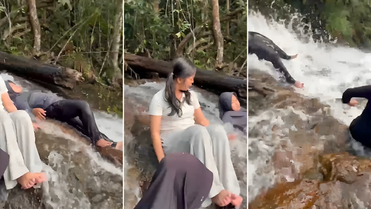 Woman dies after slipping at Indonesian waterfall, viral video shows ...