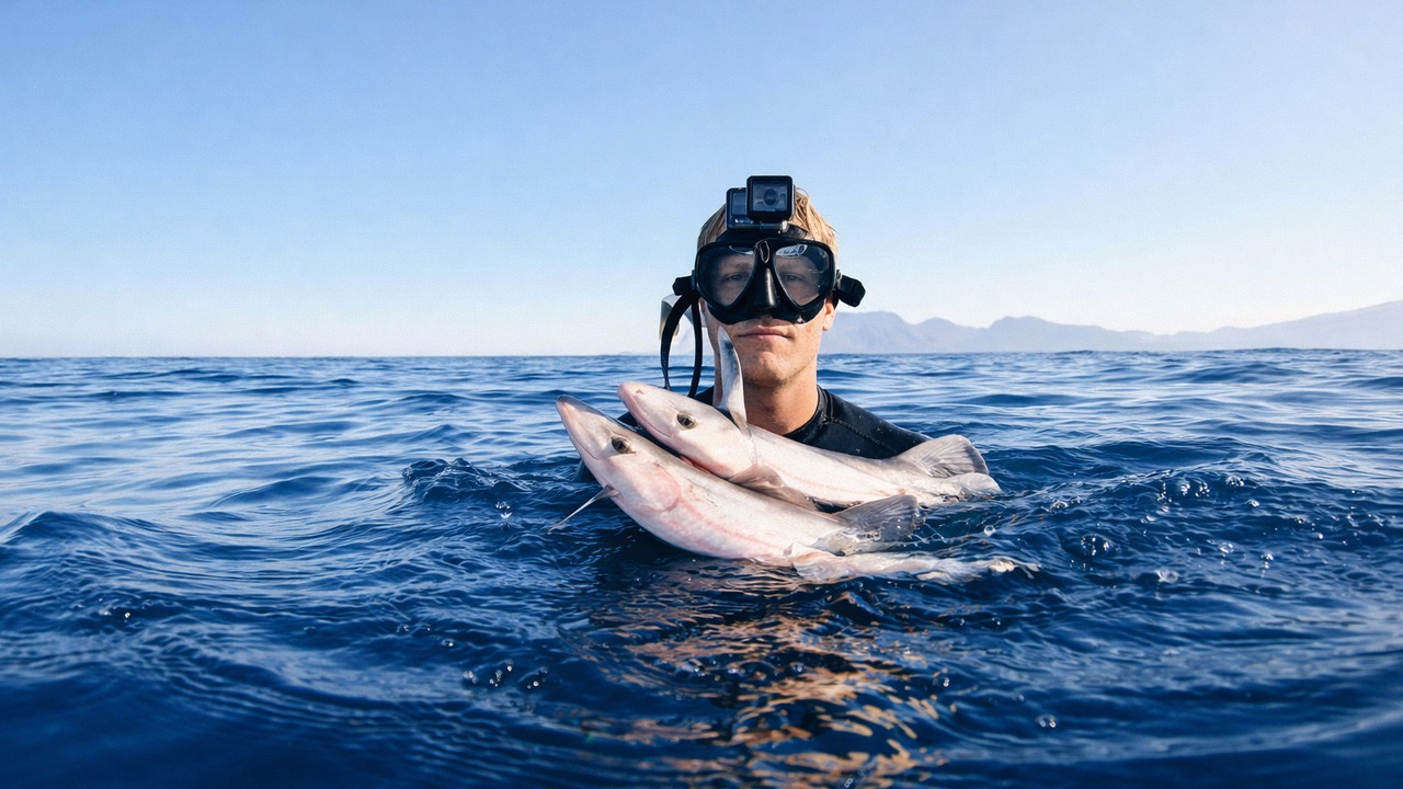 Testing a cheap hand spear while fishing in the ocean and losing it ...